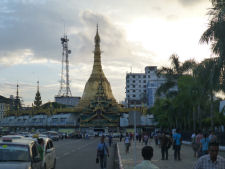 Sule Pagoda in Yangon at sunset