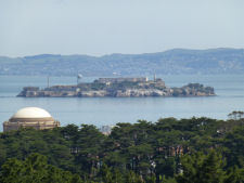 Alcatraz island and Palace of fine arts view