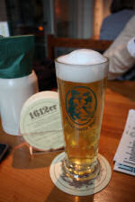 Enjoying beer at the restaurant Lindenbrau in Berlin