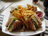 Having a club sandwich at FCC in Phnom Penh