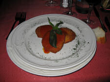 Fried mozzarella for starter at Pergola in Verbier
