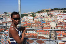 Nikki at the top of Elevador de Santa Justa