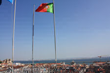 Portuguese flag at Elevador de Santa in Lisbon