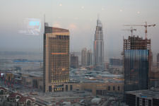 View to Dubai Mall from our hotel, Dusit Thani