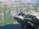 Jone is living on the edge...1000 meter below is Lysefjord