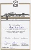 My Kilimanjaro certificate