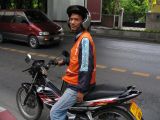A motorcycle taxi in Bangkok