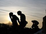 Silhouettes of figures at Vigeland Park
